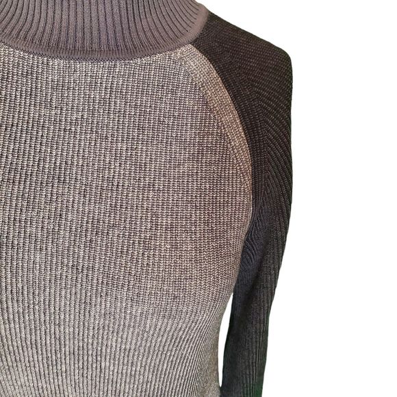 Edinburgh Black Silk Pima Cotton Sweater Mock Neck Colorblock sz XS $228 - Picture 2 of 7